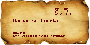 Barbarics Tivadar névjegykártya
